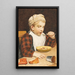 Boy with Cap Eating - Albert Anker — framed artwork on a wall