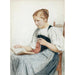 Reproduction of the painting of a girl knitting and reading - Albert Anker