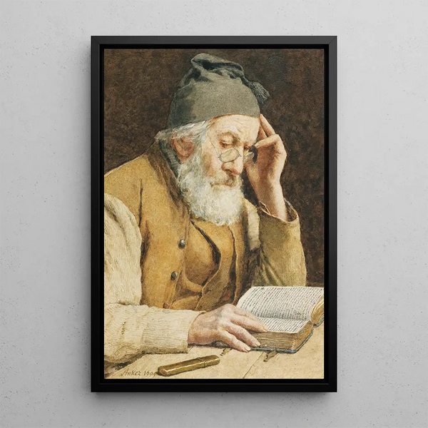 Reproduction of the painting Old man reading - Albert Anker