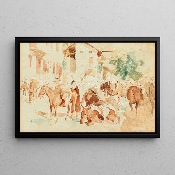 Repos des faucheurs - Albert Anker — framed artwork on a wall