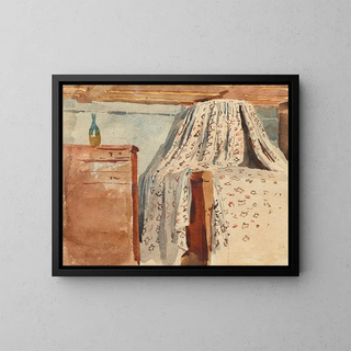 Interior bedroom painting - Albert Anker — framed artwork on a wall