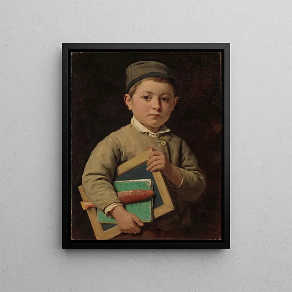 Schoolboy Painting - Albert Anker — framed artwork on a wall