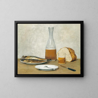 Still life with herring - Albert Anker — framed artwork on a wall