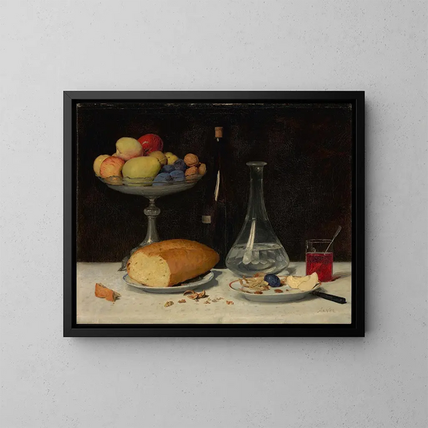 Nature morte à la modération - Albert Anker — framed artwork on a wall