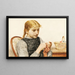 Young girl knitting - Albert Anker — framed artwork on a wall
