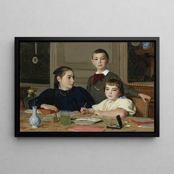Les frères et sœurs Zaeslin - Albert Anker — framed artwork on a wall