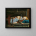 Two sleeping girls on the stove bench - Albert Anker — framed artwork on a wall