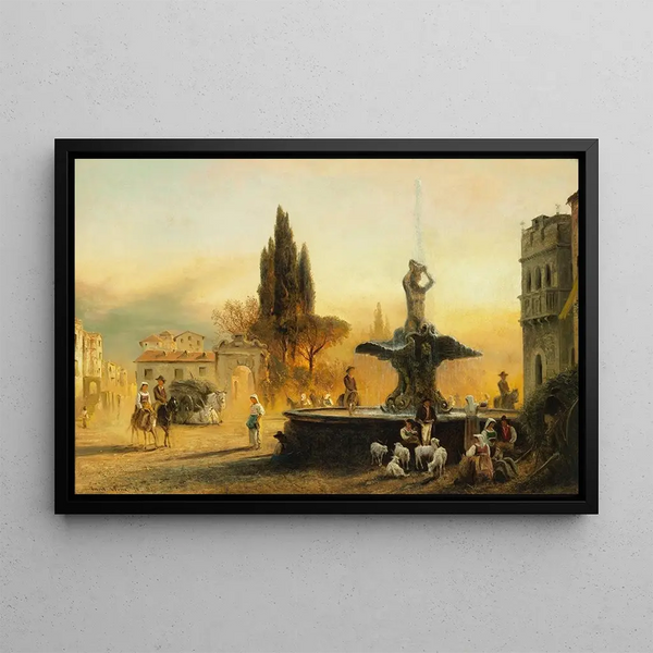Piazza Barberini in Rome - Albert Arnz — framed artwork on a wall