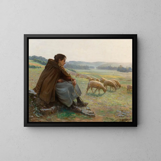 The shepherdess - Albert Baure — framed artwork on a wall