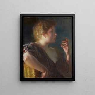 A portrait of a young woman - Albert Besnard — framed artwork on a wall