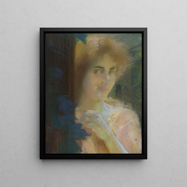 Head of Woman - Albert Besnard — framed artwork on a wall
