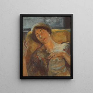 Head of a Woman - Albert Besnard — framed artwork on a wall