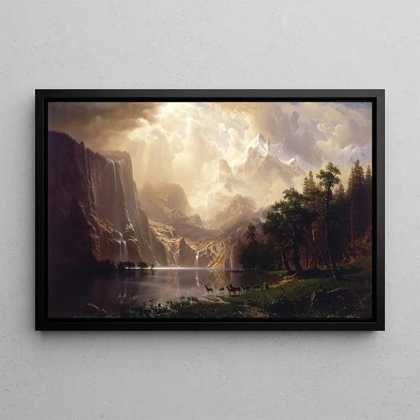 Among the Sierra Nevada California - Albert Bierstadt — framed artwork on a wall