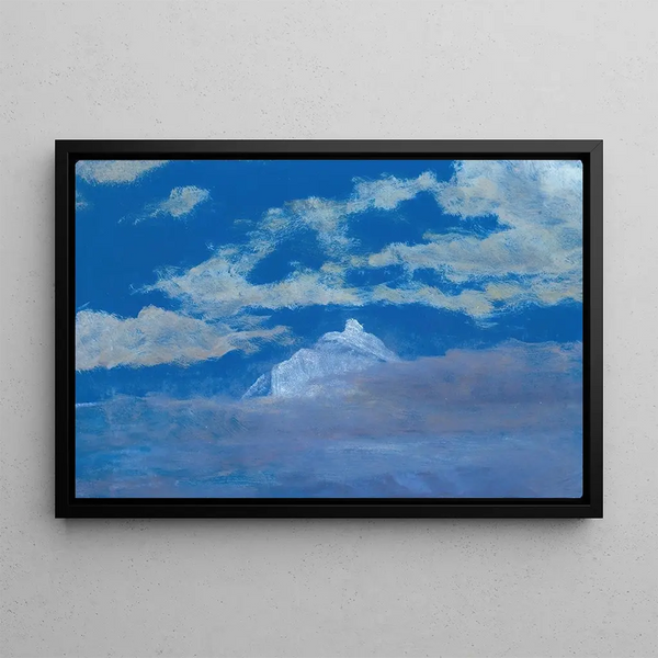 Study of clouds with mountain summit - Albert Bierstadt — framed artwork on a wall