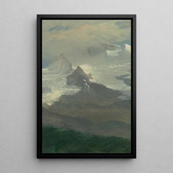 Reproduction of the painting Study of clouds with mountain peaks - Albert Bierstadt