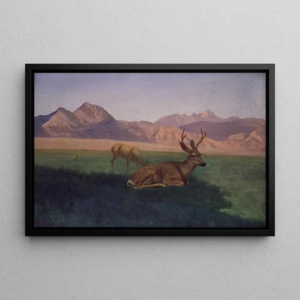 Deer - Albert Bierstadt — framed artwork on a wall