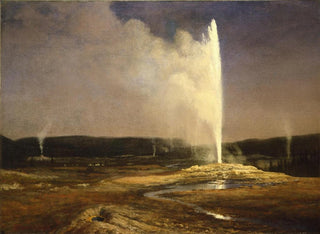 Geysers in Yellowstone National Park - Albert Bierstadt — artwork view