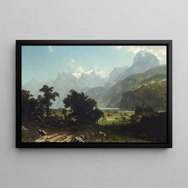Lac Lucerne - Albert Bierstadt — framed artwork on a wall