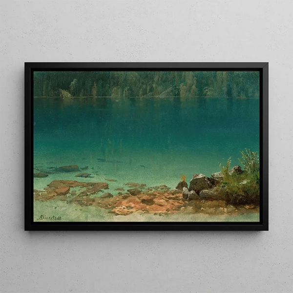 Landscape Lake Scene - Albert Bierstadt — framed artwork on a wall