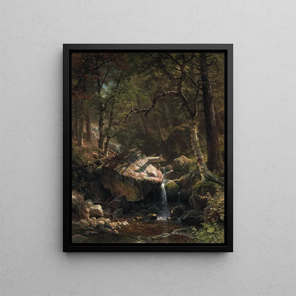 Mountain Stream Painting - Albert Bierstadt — framed artwork on a wall
