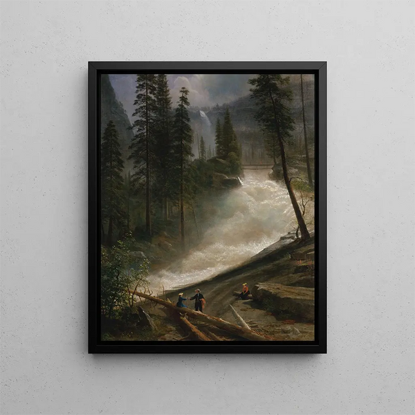 Nevada Falls at Yosemite - Albert Bierstadt — framed artwork on a wall