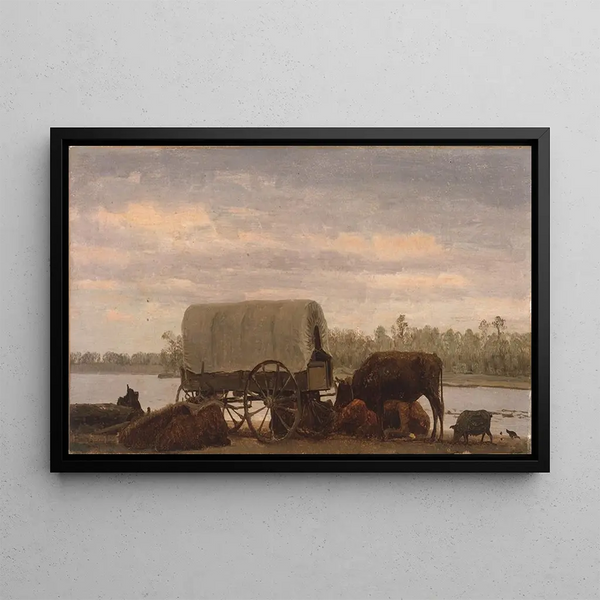 Lunch break on the Platte - Albert Bierstadt — framed artwork on a wall