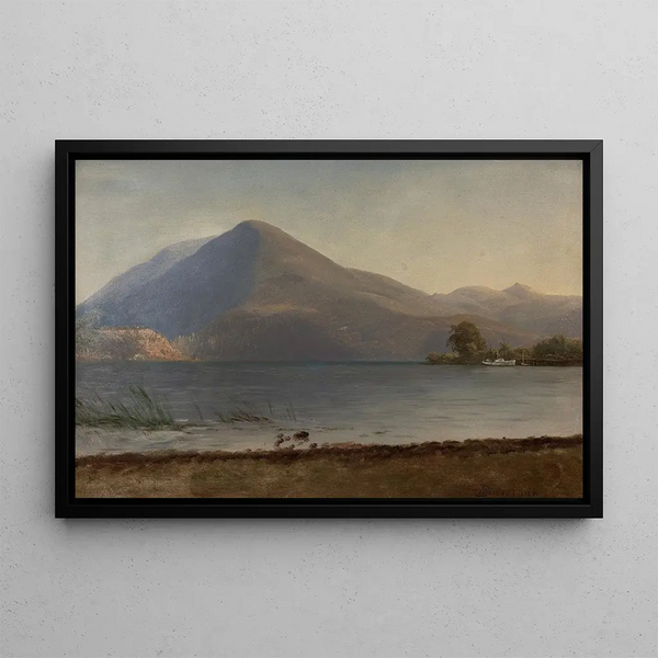 On the Hudson - Albert Bierstadt — framed artwork on a wall