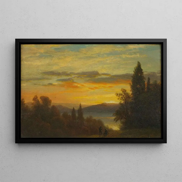 on the Hudson River near Irvington - Albert Bierstadt — framed artwork on a wall