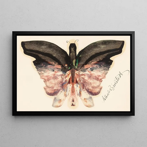 Butterfly Pink Painting - Albert Bierstadt — framed artwork on a wall