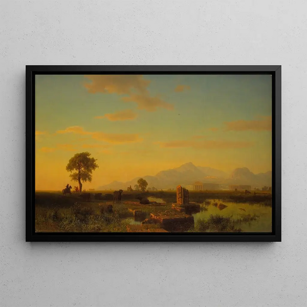 Ruins of Paestum - Albert Bierstadt — framed artwork on a wall