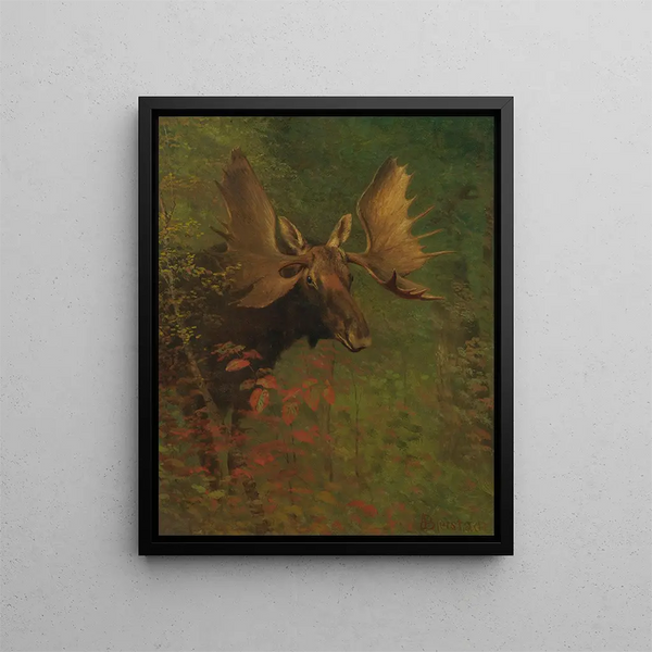 Study of an Elk - Albert Bierstadt — framed artwork on a wall