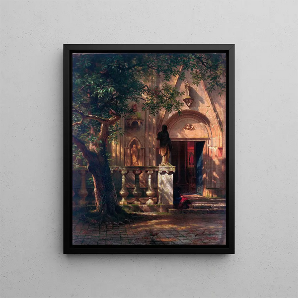 Sunlight and Shadow Painting - Albert Bierstadt — framed artwork on a wall