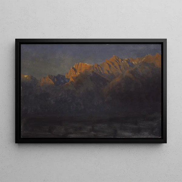 Sunrise in the Sierra - Albert Bierstadt — framed artwork on a wall