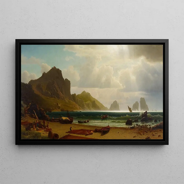 La Marina Piccola Capri - Albert Bierstadt — framed artwork on a wall