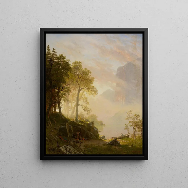 La rivière Merced à Yosemite - Albert Bierstadt — framed artwork on a wall