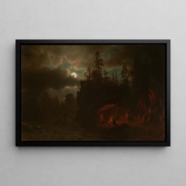 The Trappers' Camp - Albert Bierstadt — framed artwork on a wall