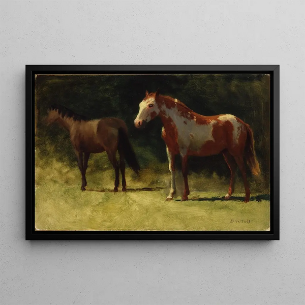 Deux Chevaux - Albert Bierstadt — framed artwork on a wall