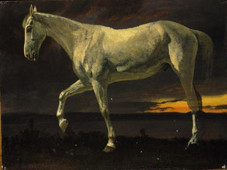 White Horse and Sunset - Albert Bierstadt — artwork view