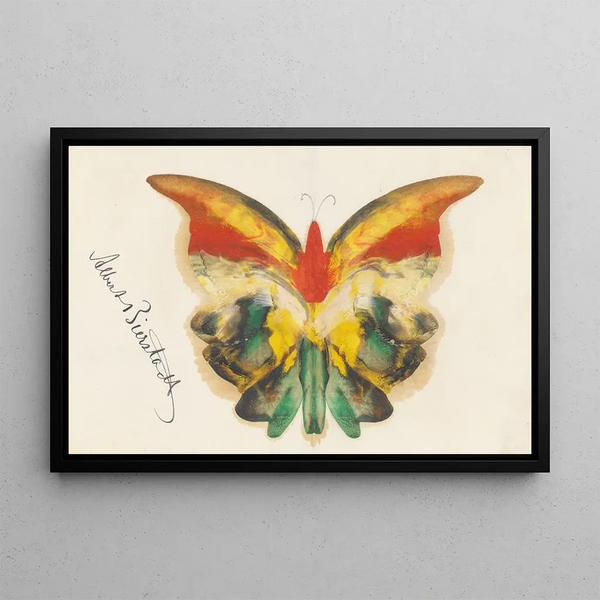 Yellow Butterfly Painting - Albert Bierstadt — framed artwork on a wall