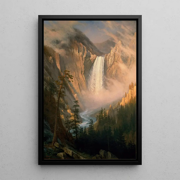 Yellowstone Falls Painting - Albert Bierstadt — framed artwork on a wall