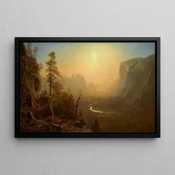Yosemite Valley Painting, Glacier Point Trail - Albert Bierstadt — framed artwork on a wall