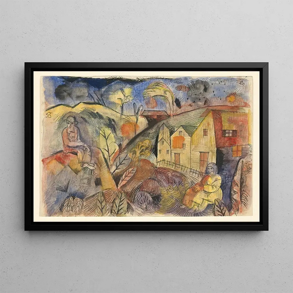 Village Scene Painting - Albert Bloch — framed artwork on a wall