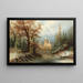 Winter landscape with ice skaters near a castle - Albert Bredow — framed artwork on a wall