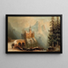 Winter landscape painting with castle in the mountains - Albert Bredow — framed artwork on a wall