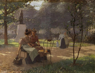 Two young girls in the park - Albert Cresswell — artwork view