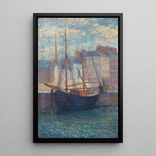 Sailboat quay - Albert Dubois-Pillet — framed artwork on a wall