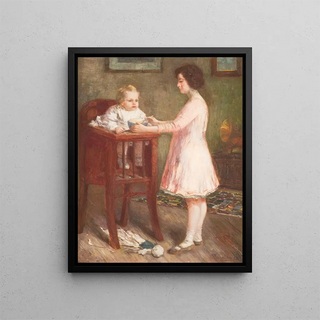 Nourrir le bébé - Albert Dumoulin — framed artwork on a wall