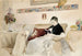 L'épouse de l'artiste lisant sur le canapé - Albert Edelfelt — artwork view