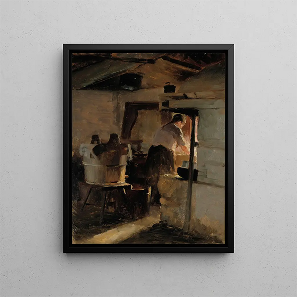 the stove - Albert Edelfelt — framed artwork on a wall