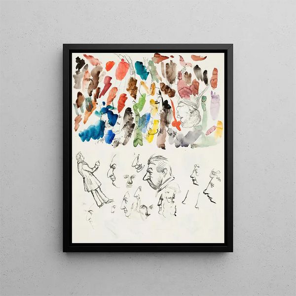 Caricatures - Albert Edelfelt — framed artwork on a wall